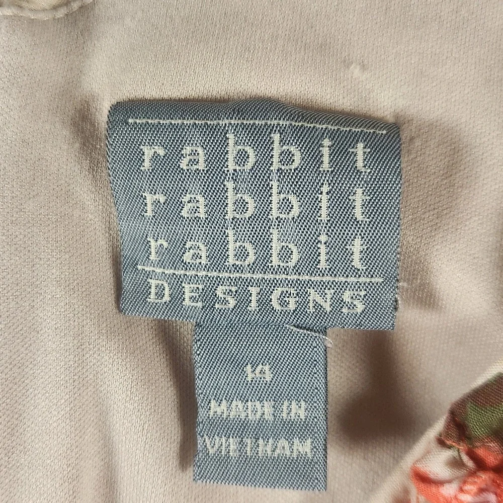 Rabbit‎ Designs 14 Beige Mini A Line V Neck Ruffle Floral Dress Cottagecore